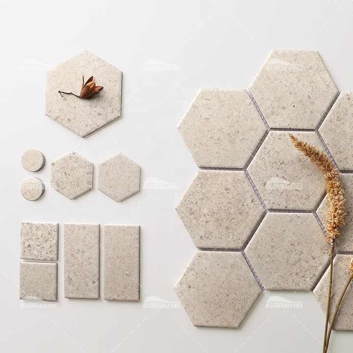 Bluwhale inkjet printed matte hexagon floor tiles 