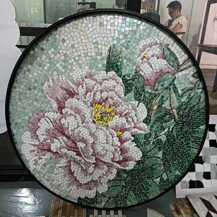 Handmade glass mosaic flower table decoration 