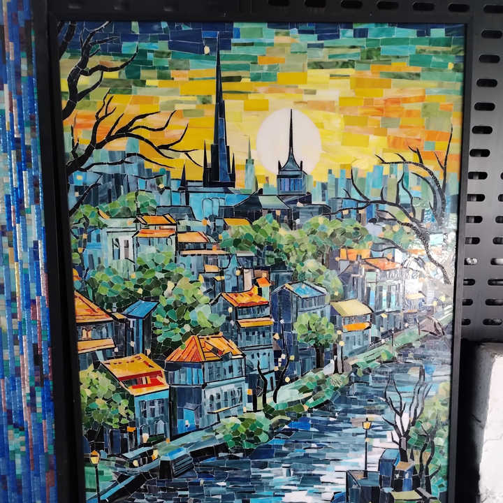Modern design glass mosaic tiles for hotel room walls 