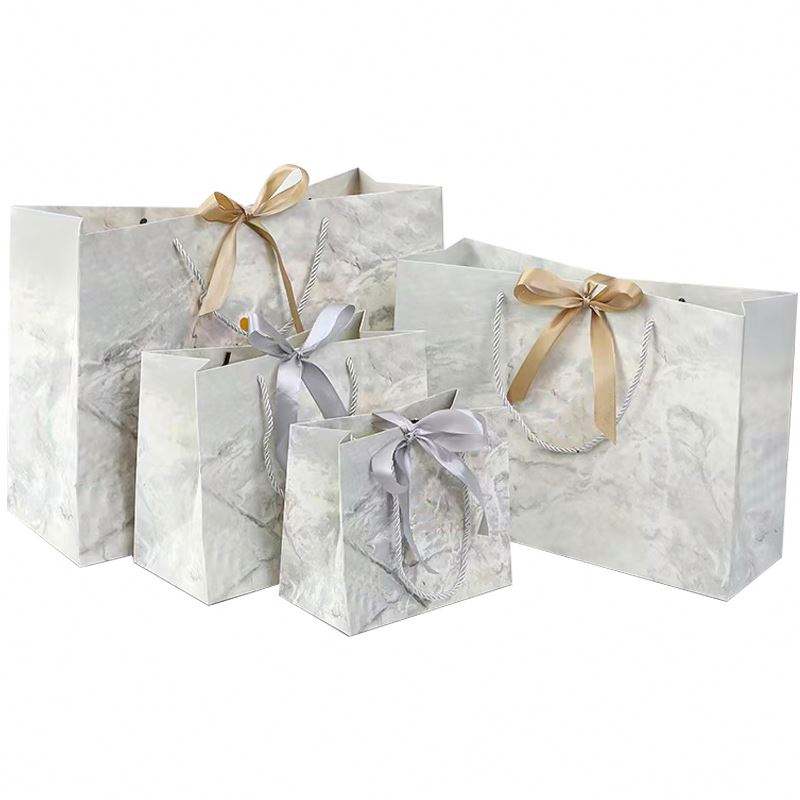 Mother's Day Gift Paper Thank You Bags for Clothing, White Cardboard, Custom Offset Printing, Flexiloop Handles, Textured Gloss 