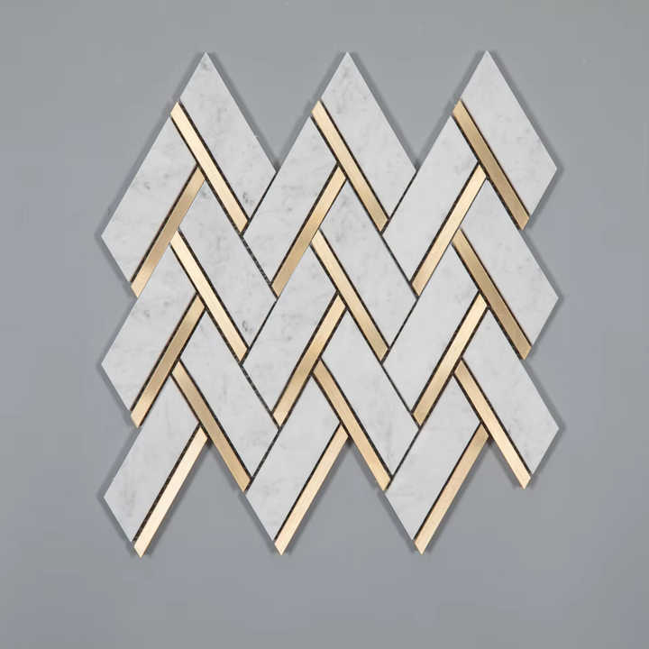 Carrara Marble Rainbow Stone Mosaic Thai Copper Mixture