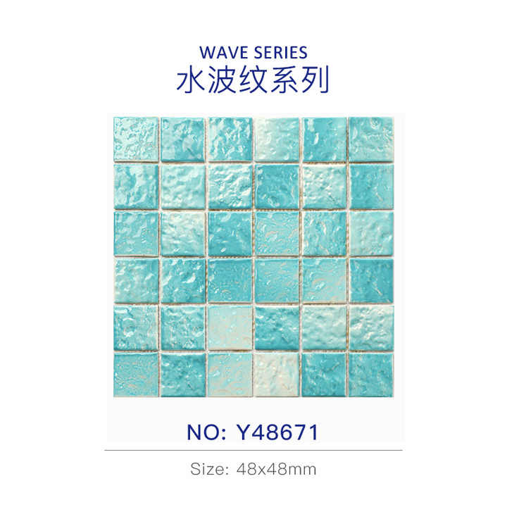 Swimming pool glass mosaic tile supplier design pattern anti-slip surface luxury ocean style 