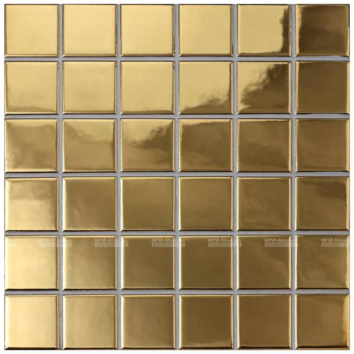 Square Glossy Gold MOSAIC Tiles 48x48mm 