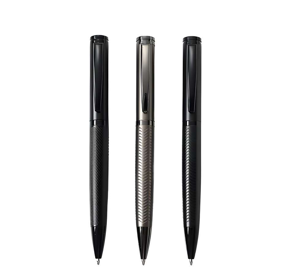 Luxury Matte Black High-End Metal Ballpoint Pen Set for Corporate Gifts, with Custom Design and Logo Printing 