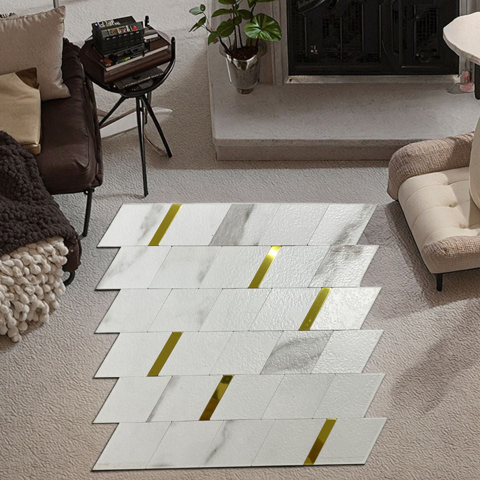 Modern white mosaic PVC tiles, easy to install, 3M acrylic adhesive 