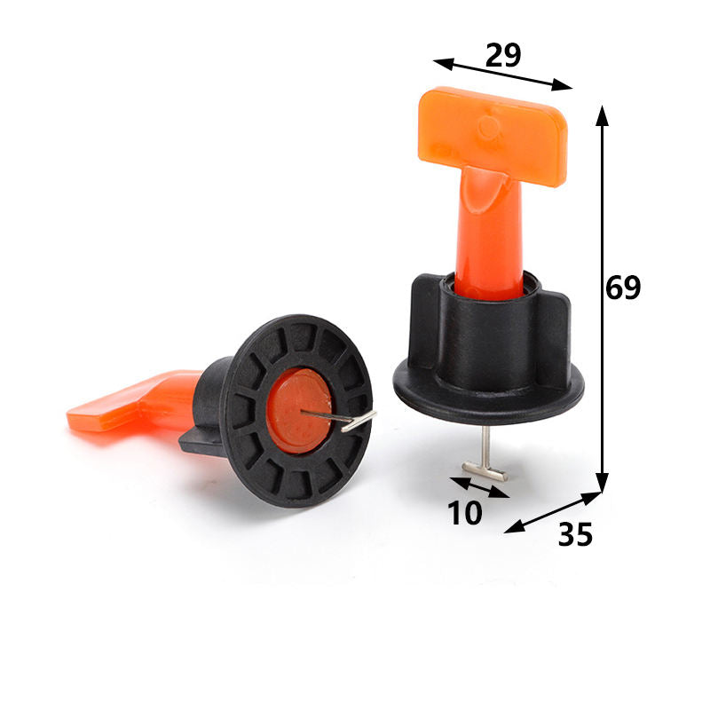Reusable plastic T-type tile leveling system with special tightening tool 