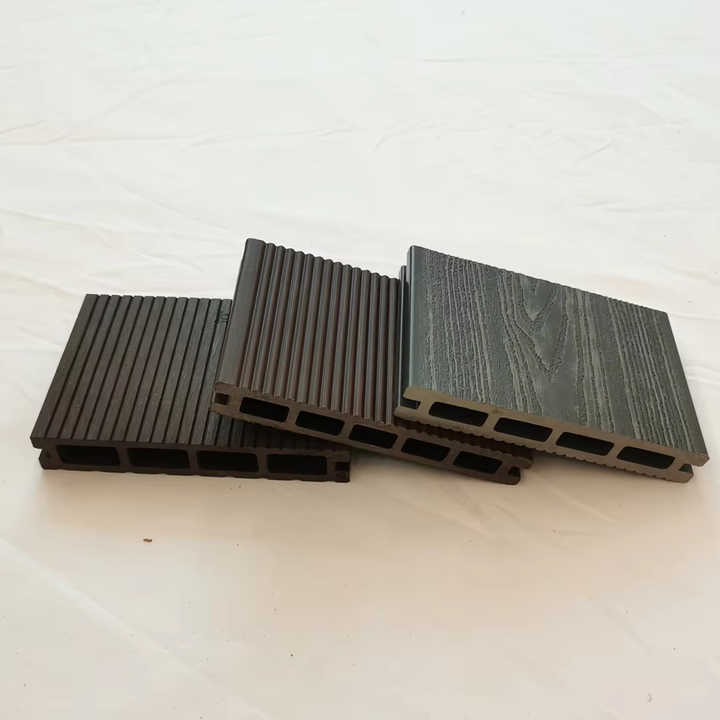 Custom modern design outdoor garden cladding, hollow extruded wood plastic composite flooring with accessories, waterproof, anti-slip 