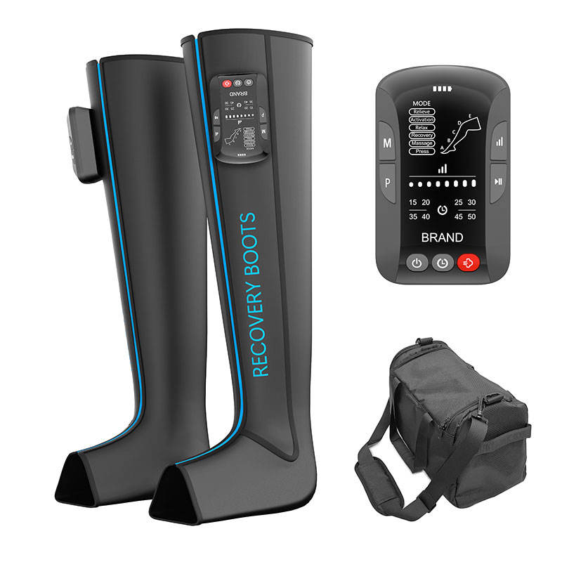 Boot hồi phục màu xám đen với viền xanh, điều khiển kỹ thuật số và túi đen.