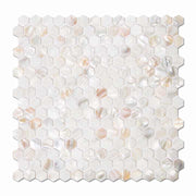Hexagonal White Mother-of-Pearl Mosaic Tiles Made in Thailand