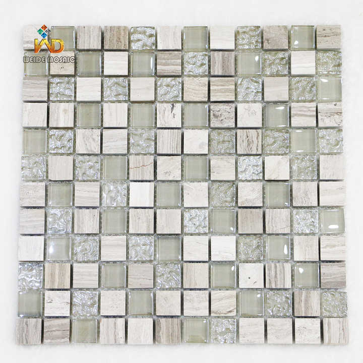 Anti-slip marble and glass mosaic tiles for outdoor swimming pool 