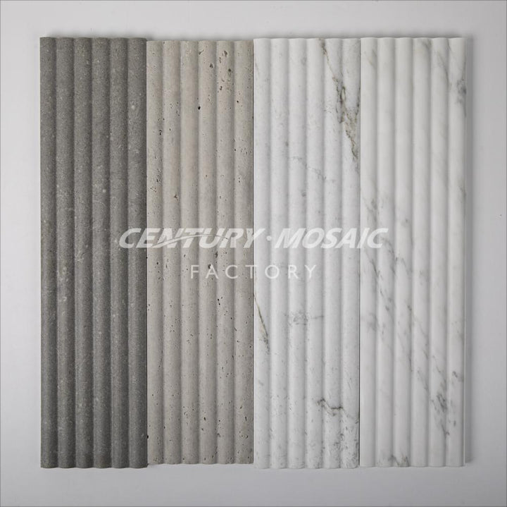 Centurymosaic Gray White Striped Marble Tile