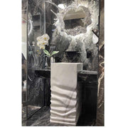 Luxury white marble pedestal wash basin 