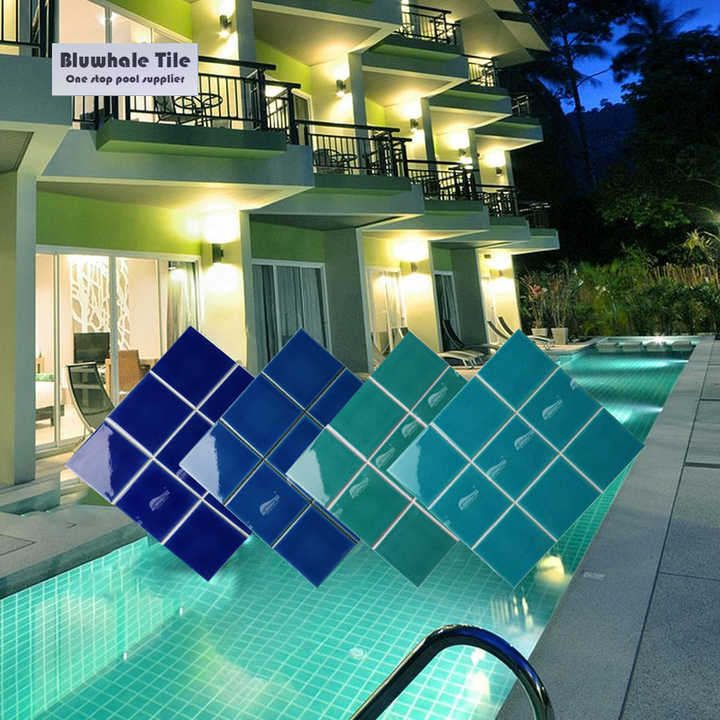 Modern green cracked ceramic mosaic floor tiles 