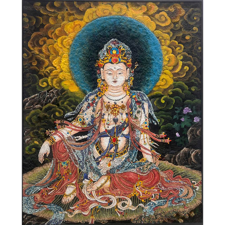 Painting of Tuy Chinh Religious Statue in Orange Stone