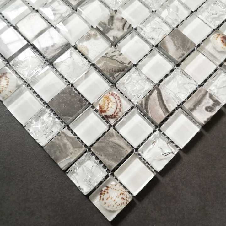 Modern design glossy glass mosaic tiles 4mm wood grain interior decoration 