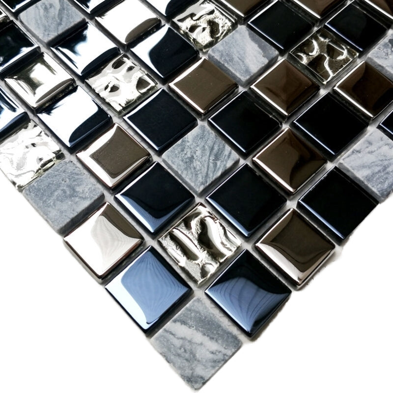4mm modern glass mosaic tiles, stone and marble wood grain style wall decoration 