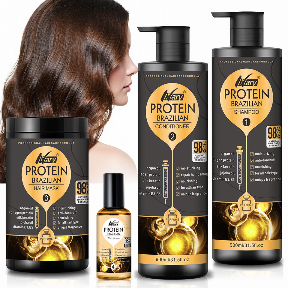 Nary Collagen Shampoo and Conditioner deeply restores damaged hair, nourishes hair regrowth, Organic Keratin Hair Care Set 