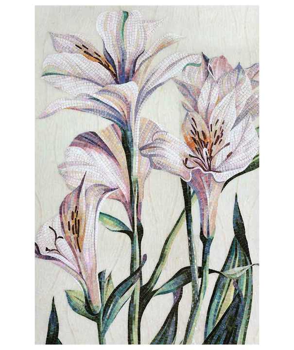Chinese custom living room interior decoration flower pattern glass mosaic painting
