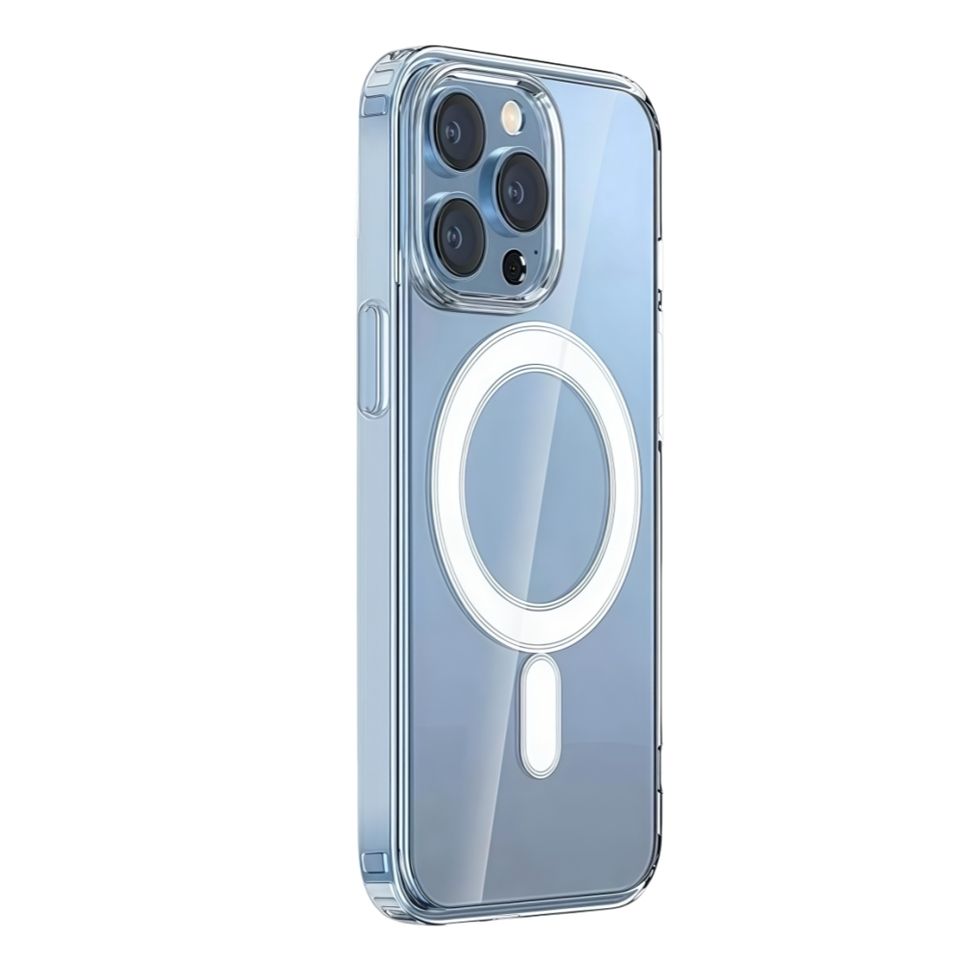 Premium shockproof transparent TPU+PC phone case for iPhone 16, support wireless charging and magnetic back cover 