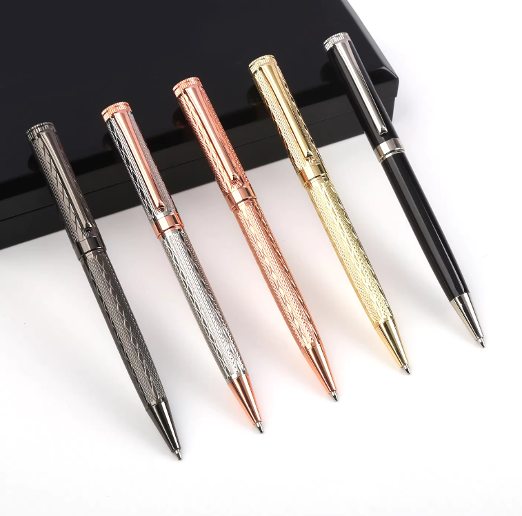 High-end metal ballpoint pen, custom logo, exquisite engraving design, corporate gift 