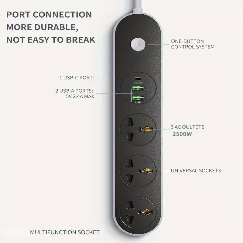 Ổ Cắm Điện Thông Minh 3 Ổ Cắm Mở Rộng Kèm Cổng Sạc Nhanh USB TYPE-C Công Suất Mạnh Dùng Cho Gia Đình Và Văn Phòng - Daisan Mart