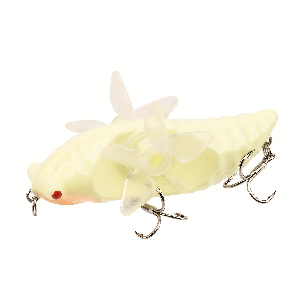 Bionic Cicada Hard Fish Lure - Spinning Fishing Bait with Propeller Treble Hook for Freshwater and Saltwater Fishing - 7.5cm/14g - Lifelike Design for Increased Catch Rates