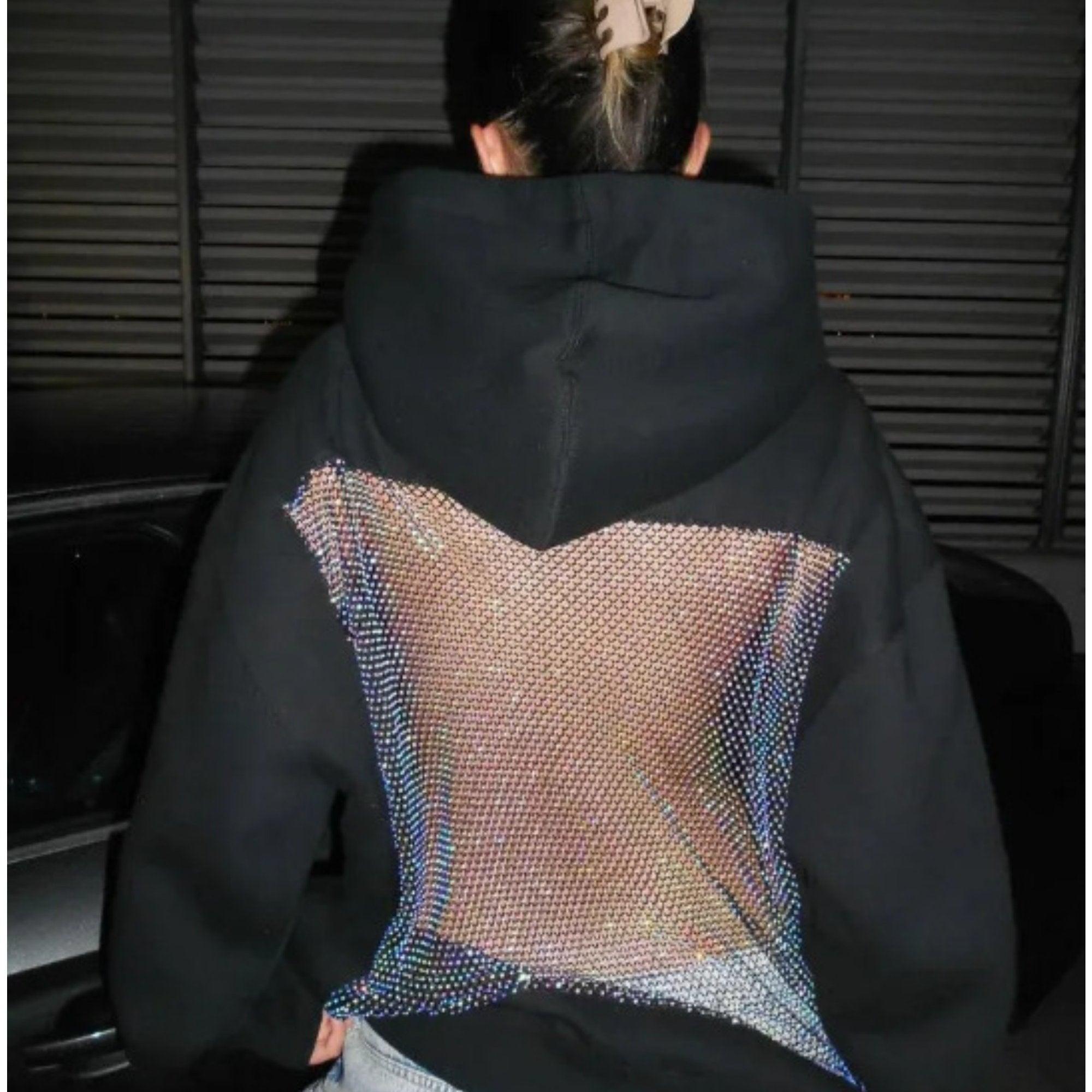 Áo Hoodie Nữ Lưới Hở Lưng Mùa Đông - Đen Thoáng Khí