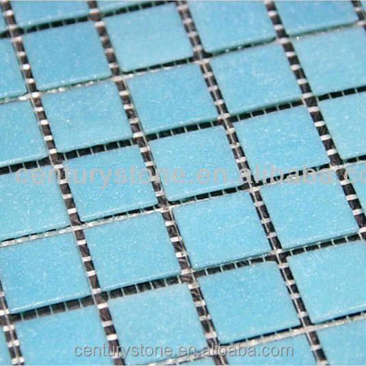 Cheap 1 inch square light blue glass mosaic tiles