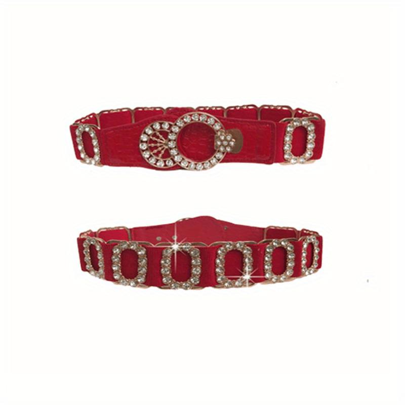 Women's Elastic Belt with Rhinestones, Luxurious Fashion