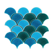 Fish scale mosaic tile with mixed color crackle glaze 11625