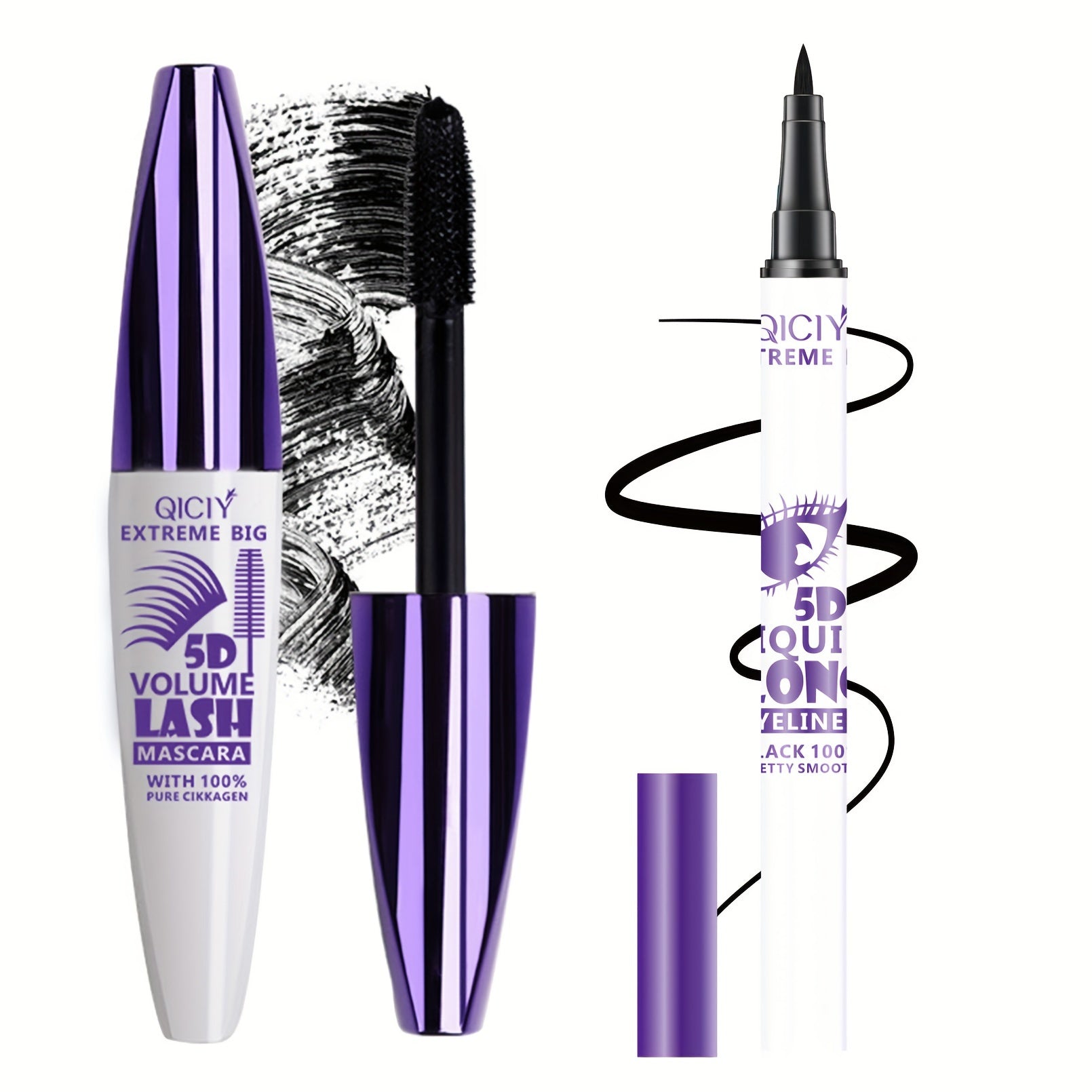 24H 2in1 Super Thick Waterproof 5D Mascara &amp; Eyeliner