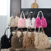 Women's Faux Wool Handbag - Soft &amp; Elegant Crossbody Bag