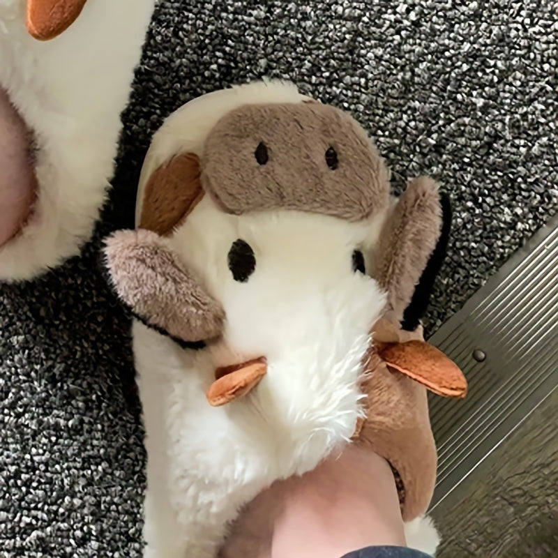 Cute Cow Slippers - Warm Fur Lining For Women