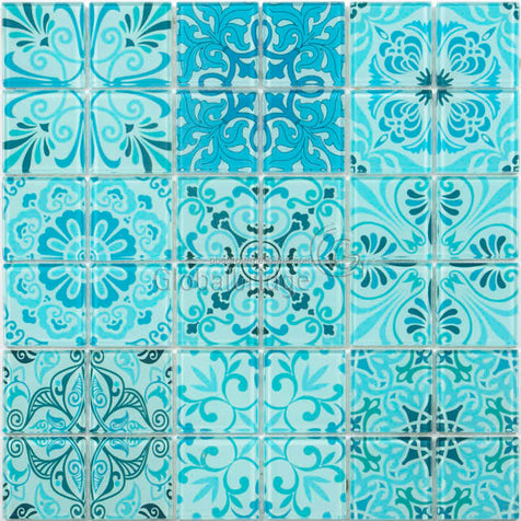 New design inkjet printed glass mosaic patterned tiles 