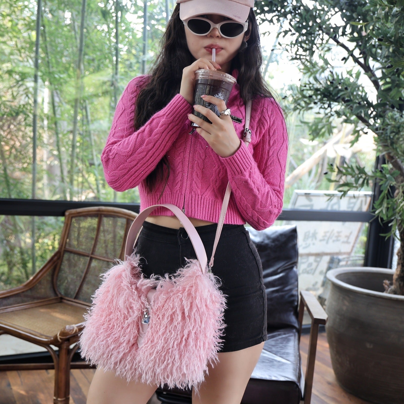 Women's Faux Wool Handbag - Soft &amp; Elegant Crossbody Bag