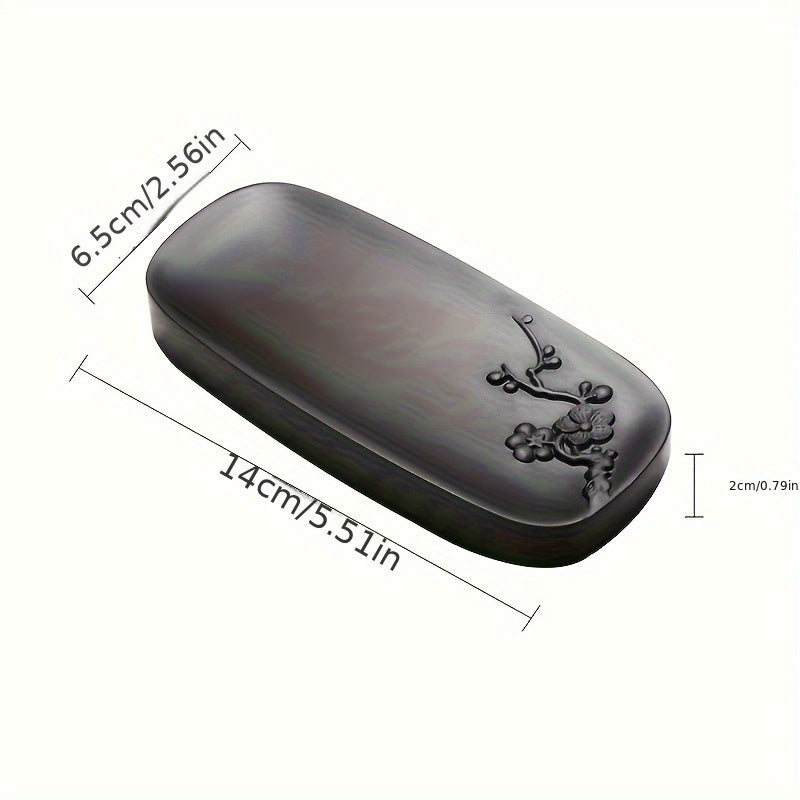 [Premium Inkstone] Premium Natural Stone Hand-Carved Plum Blossom Inkstone | Traditional Chinese Design, Smooth Writing Surface, Perfect for Calligraphy and Art Supplies, Shaoxing Stone with Ink Pool - Daisan Mart
