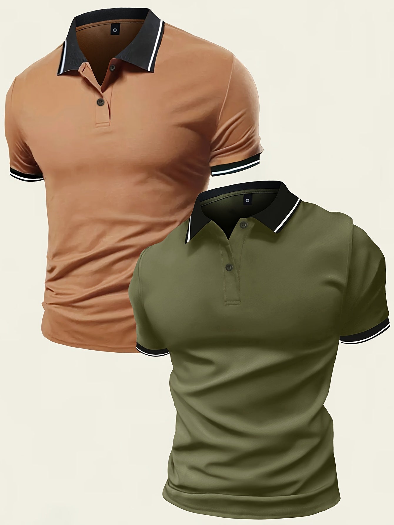 Men's Breathable Golf Shirt 2 Pieces - Short Sleeve V-Neck