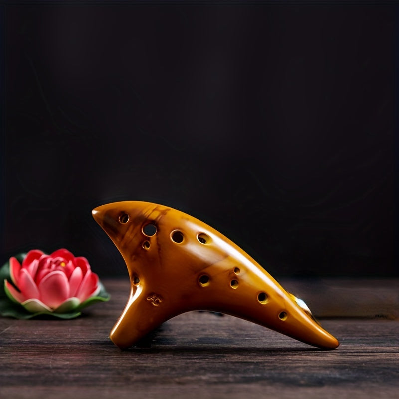 [Traditional Instrument] 12-Hole Chinese Dizi Flute | C Key | Traditional Instrument | Baked Glaze Finish | Professional & Beginner Musicians | Cultural Learning | Classic Musical Design | Glossy Finish