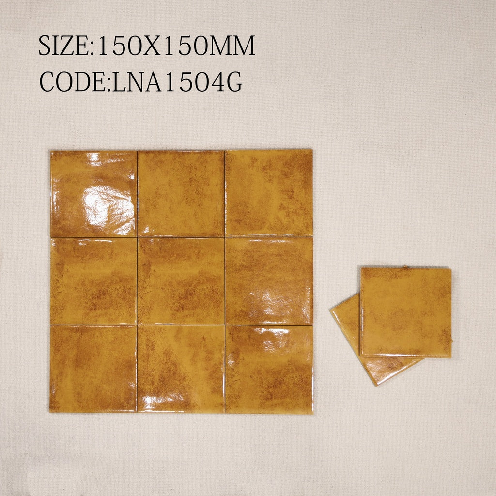 Glossy yellow tile, size 150x150mm 1504G 
