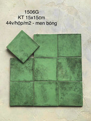 Gạch thẻ xanh lá men bóng KT 150x150mm