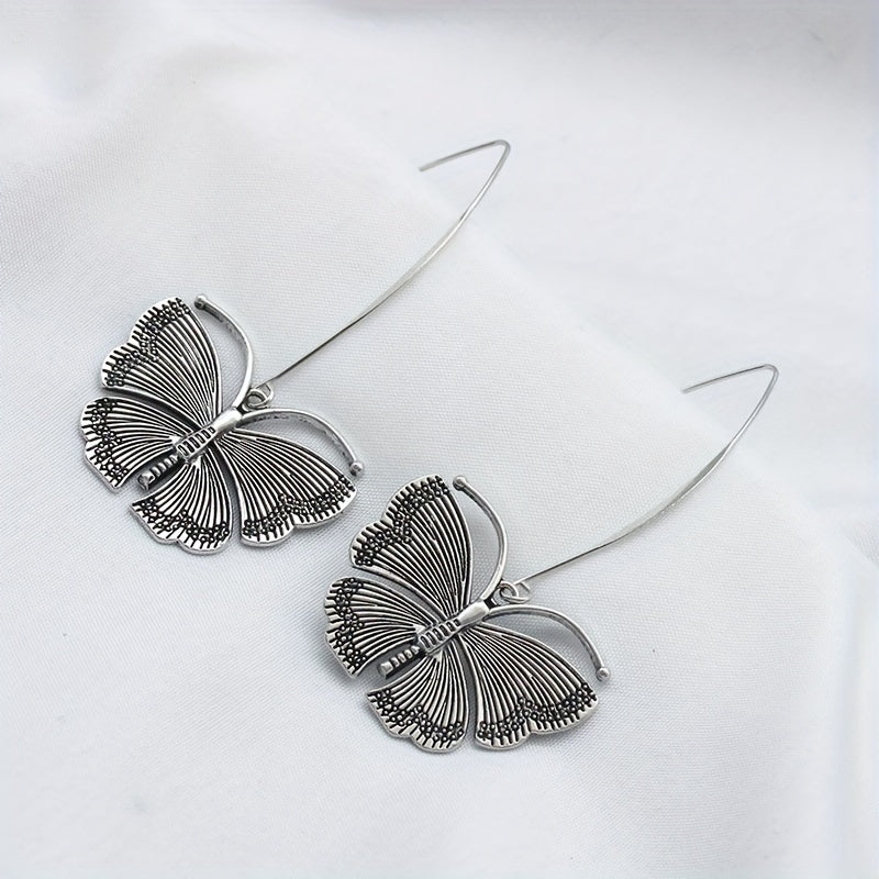 Jewelry Vintage Silvery Butterfly Earrings