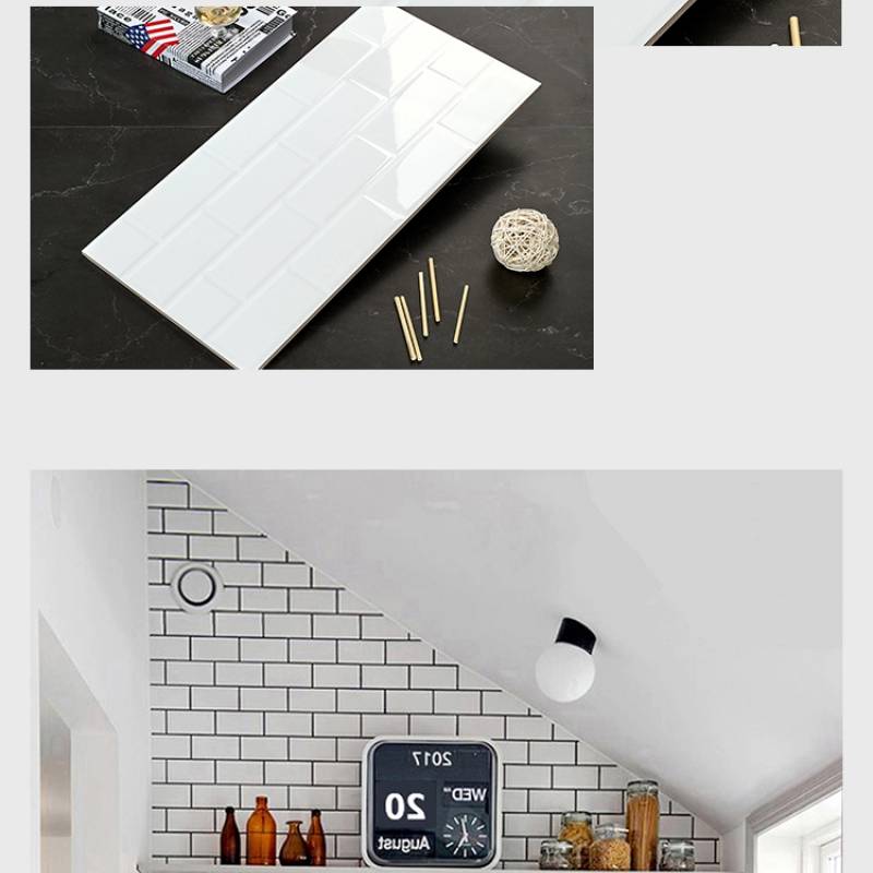 Wall tile size 300x600mm code N360600-7Y glossy white surface
