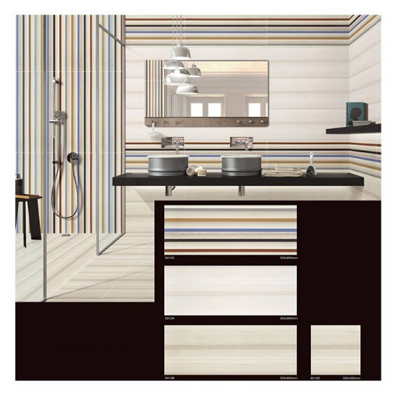European style glossy wall tiles 300x800m with colorful stripes