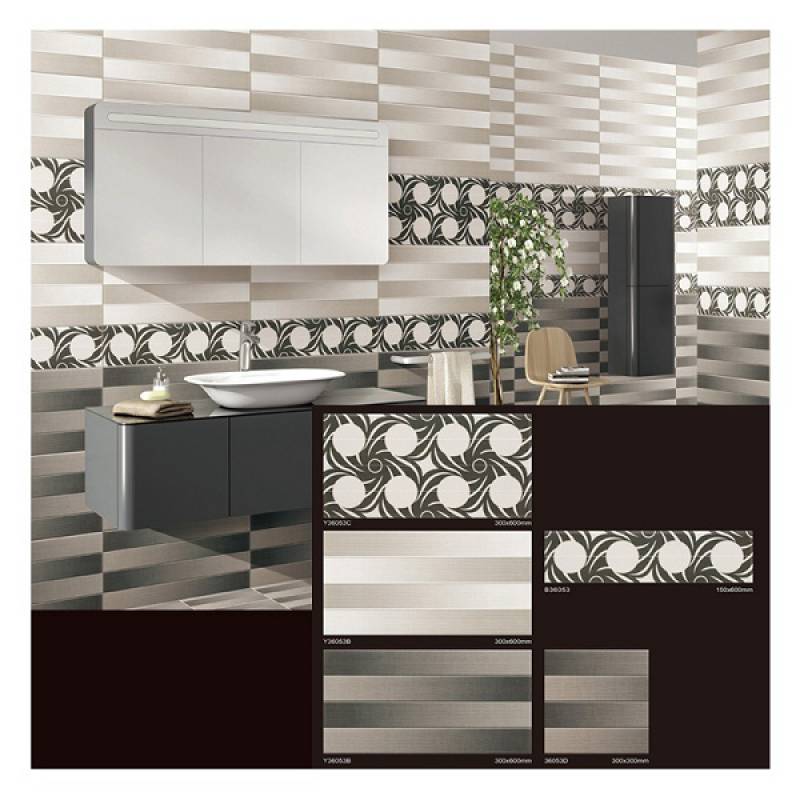 European style glossy wall tiles 300x800m with colorful stripes