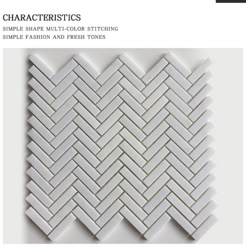 Herringbone mosaic tile 255x280mm white