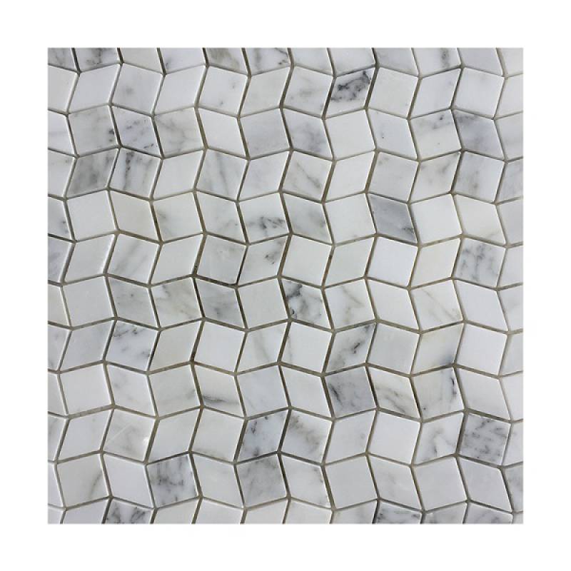 Diamond shaped stone mosaic tile 283x283mm white