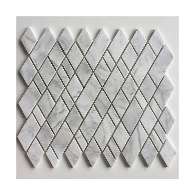 Diamond shaped stone mosaic tile 265x305mm white