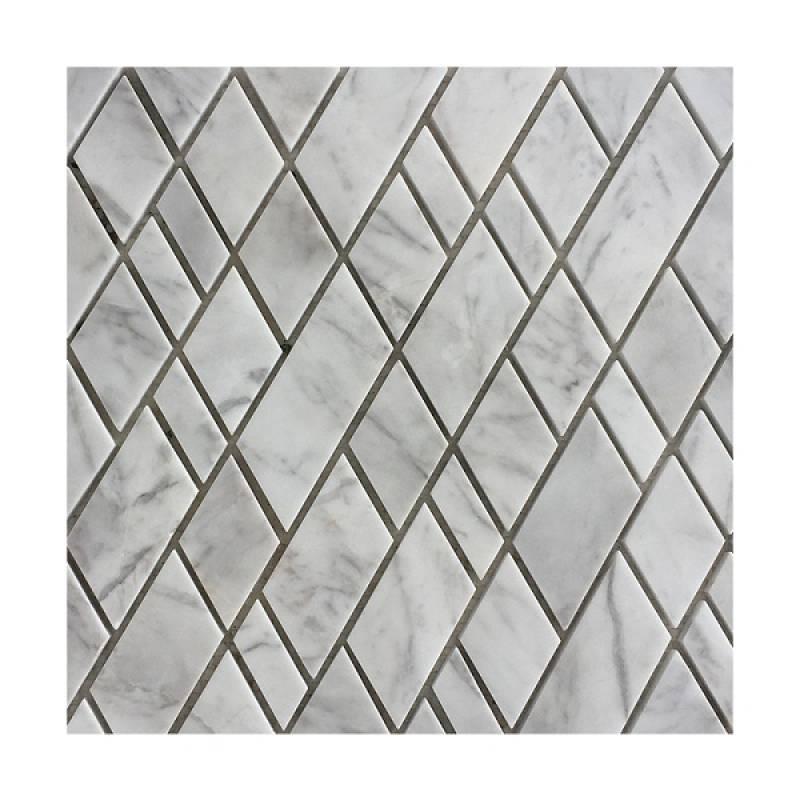 Diamond shaped stone mosaic tile 265x305mm white