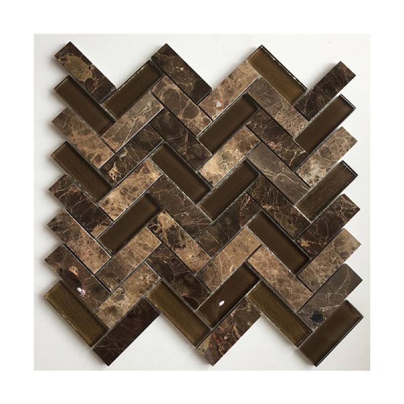 305x325mm mixed color herringbone stone mosaic tile