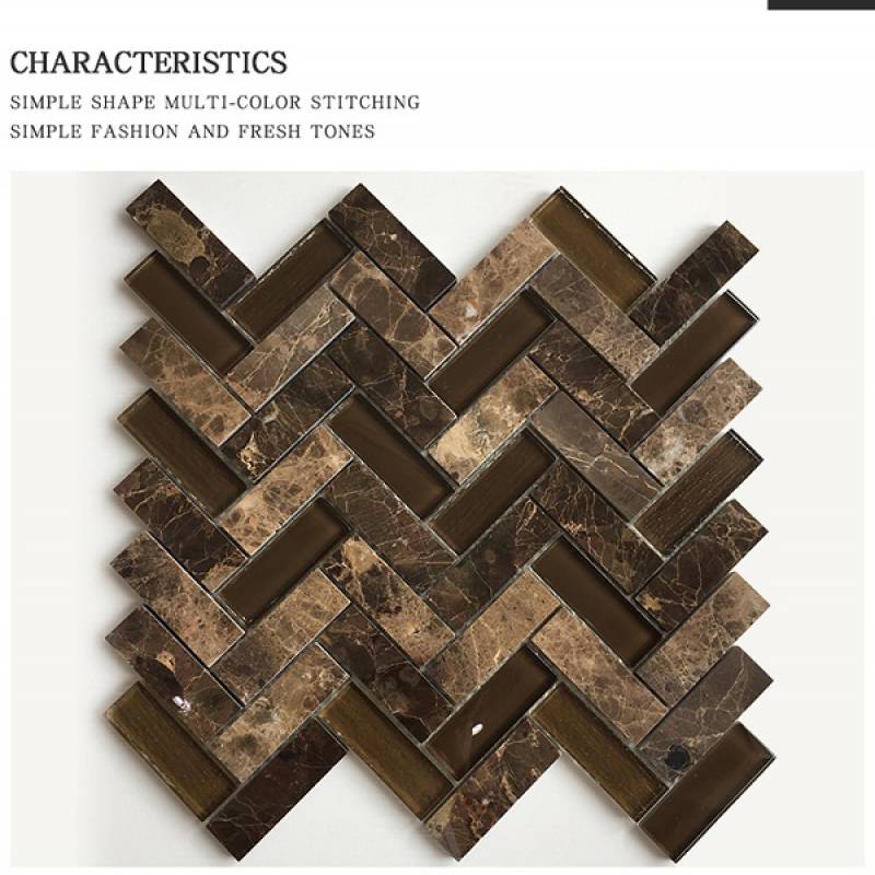 305x325mm mixed color herringbone stone mosaic tile